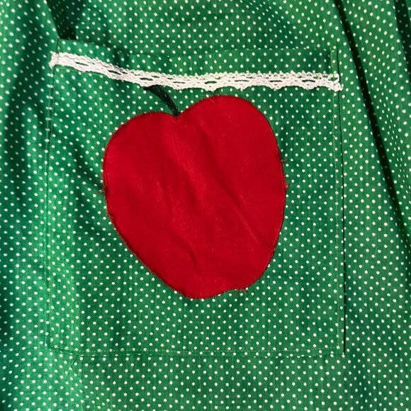 Handmade Green Polka Dot Apple Half Kitchen Apron Used - Picture 7 of 9